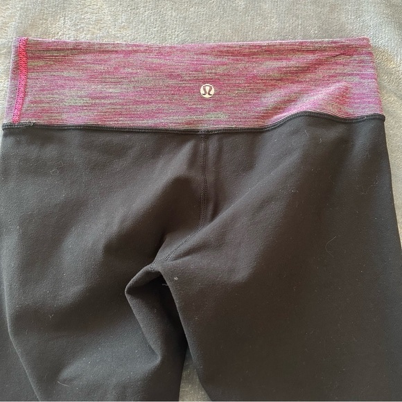 Lululemon Crop Legging Yoga Pants Size 6 striped waist black multicolor - Picture 6 of 8